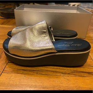 Robert clergerie metallic slide sandals